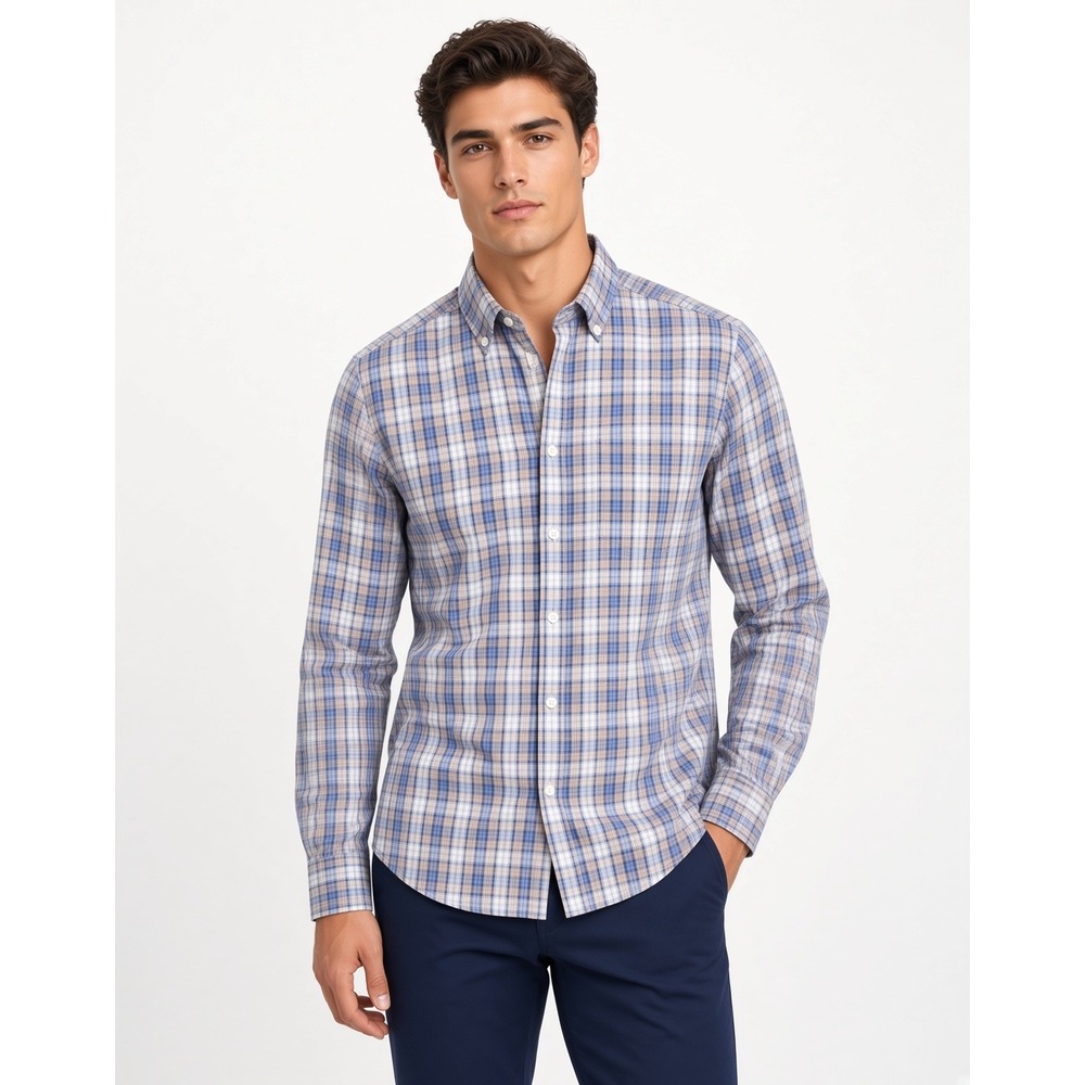 Holderness & Bourne Andrews Button Down Shirt Fescue Plaid Sz M Tailored Stretch